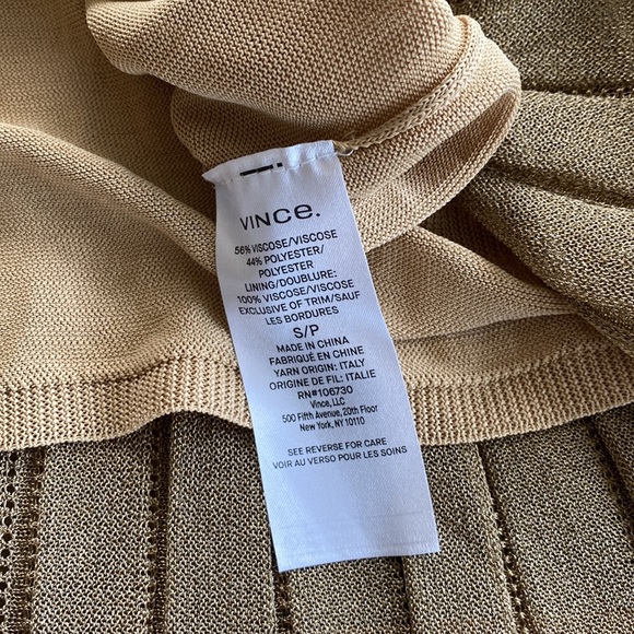 VINCE Pleated Metallic Crochet-Knit Midi Skirt Bronze - Picture 8 of 11